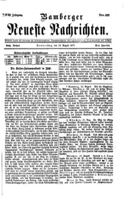 Bamberger neueste Nachrichten Donnerstag 16. August 1877