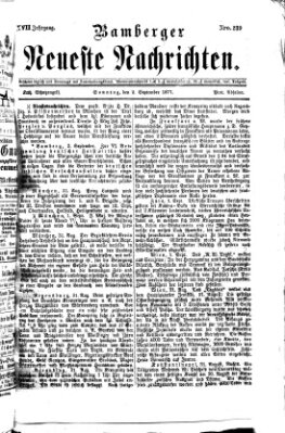 Bamberger neueste Nachrichten Sonntag 2. September 1877
