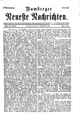 Bamberger neueste Nachrichten Dienstag 18. September 1877