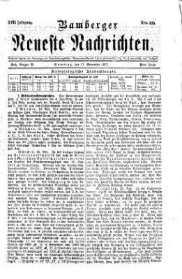 Bamberger neueste Nachrichten Samstag 17. November 1877