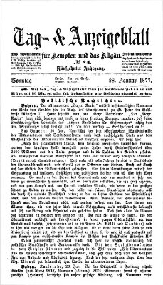 Tag- und Anzeigeblatt für Kempten und das Allgäu Sonntag 28. Januar 1877
