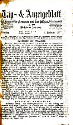 Tag- und Anzeigeblatt für Kempten und das Allgäu Dienstag 6. Februar 1877