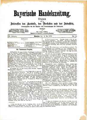 Bayerische Handelszeitung Samstag 4. Mai 1878