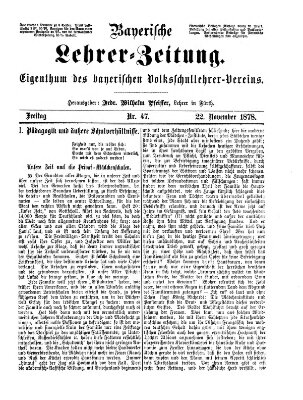 Bayerische Lehrerzeitung Freitag 22. November 1878