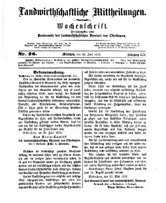 Landwirthschaftliche Mittheilungen Sonntag 30. Juni 1878