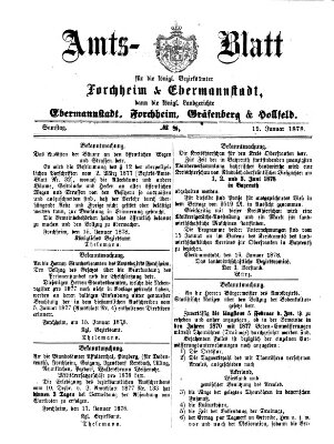 Amtsblatt für die Königlichen Bezirksämter Forchheim und Ebermannstadt sowie für die Königliche Stadt Forchheim Samstag 19. Januar 1878