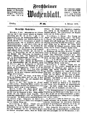 Amtsblatt für die Königlichen Bezirksämter Forchheim und Ebermannstadt sowie für die Königliche Stadt Forchheim Dienstag 5. Februar 1878