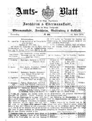 Amtsblatt für die Königlichen Bezirksämter Forchheim und Ebermannstadt sowie für die Königliche Stadt Forchheim Donnerstag 25. April 1878