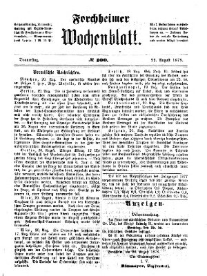 Amtsblatt für die Königlichen Bezirksämter Forchheim und Ebermannstadt sowie für die Königliche Stadt Forchheim Donnerstag 22. August 1878