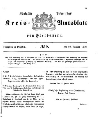 Königlich-bayerisches Kreis-Amtsblatt von Oberbayern (Münchner Intelligenzblatt) Dienstag 22. Januar 1878