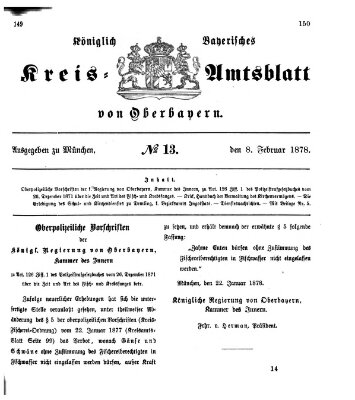 Königlich-bayerisches Kreis-Amtsblatt von Oberbayern (Münchner Intelligenzblatt) Freitag 8. Februar 1878