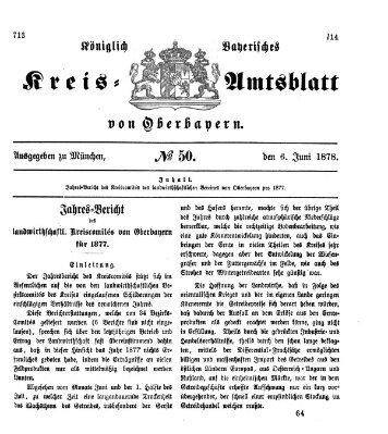 Königlich-bayerisches Kreis-Amtsblatt von Oberbayern (Münchner Intelligenzblatt) Donnerstag 6. Juni 1878