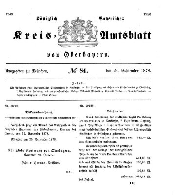 Königlich-bayerisches Kreis-Amtsblatt von Oberbayern (Münchner Intelligenzblatt) Dienstag 24. September 1878