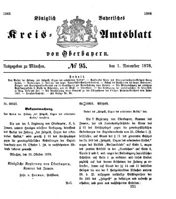 Königlich-bayerisches Kreis-Amtsblatt von Oberbayern (Münchner Intelligenzblatt) Freitag 1. November 1878