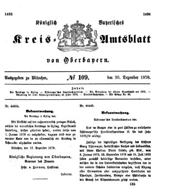 Königlich-bayerisches Kreis-Amtsblatt von Oberbayern (Münchner Intelligenzblatt) Freitag 20. Dezember 1878