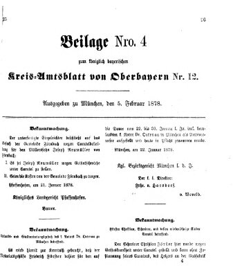 Königlich-bayerisches Kreis-Amtsblatt von Oberbayern (Münchner Intelligenzblatt) Dienstag 5. Februar 1878