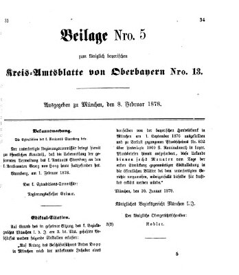 Königlich-bayerisches Kreis-Amtsblatt von Oberbayern (Münchner Intelligenzblatt) Freitag 8. Februar 1878