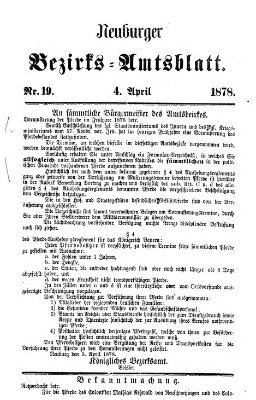 Neuburger Bezirks-Amtsblatt Donnerstag 4. April 1878