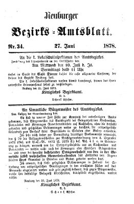 Neuburger Bezirks-Amtsblatt Donnerstag 27. Juni 1878