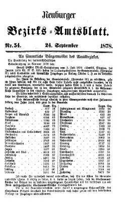 Neuburger Bezirks-Amtsblatt Dienstag 24. September 1878