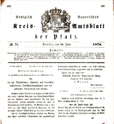 Königlich-bayerisches Kreis-Amtsblatt der Pfalz (Königlich bayerisches Amts- und Intelligenzblatt für die Pfalz) Freitag 28. Juni 1878