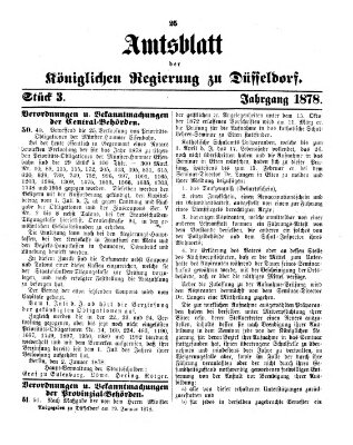 Amtsblatt für den Regierungsbezirk Düsseldorf Samstag 19. Januar 1878