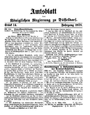 Amtsblatt für den Regierungsbezirk Düsseldorf Samstag 6. April 1878