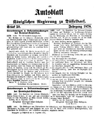 Amtsblatt für den Regierungsbezirk Düsseldorf Samstag 14. Dezember 1878