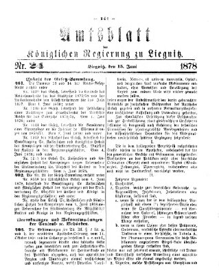 Amts-Blatt der Preußischen Regierung zu Liegnitz Samstag 15. Juni 1878