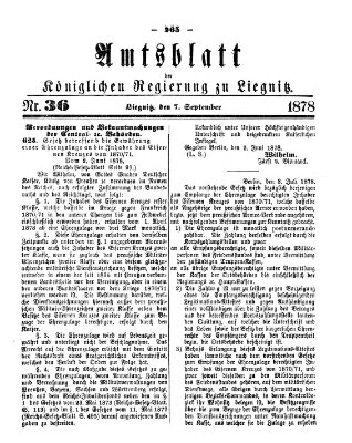 Amts-Blatt der Preußischen Regierung zu Liegnitz Samstag 7. September 1878