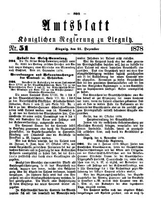 Amts-Blatt der Preußischen Regierung zu Liegnitz Samstag 21. Dezember 1878