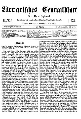 Literarisches Zentralblatt für Deutschland Samstag 17. August 1878