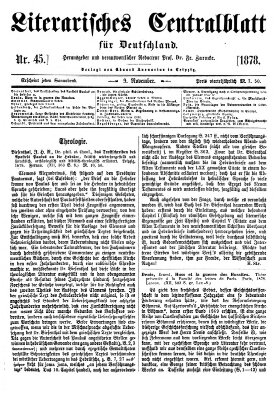 Literarisches Zentralblatt für Deutschland Samstag 9. November 1878
