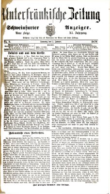 Unterfränkische Zeitung und Schweinfurter Anzeiger (Schweinfurter Anzeiger) Samstag 5. Januar 1878