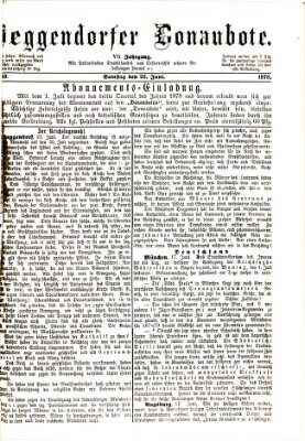 Deggendorfer Donaubote Samstag 22. Juni 1878