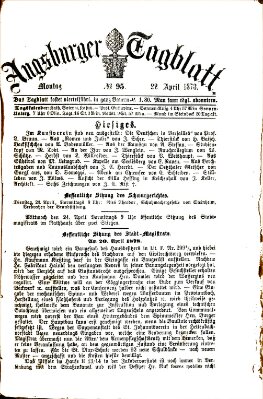 Augsburger Tagblatt Montag 22. April 1878