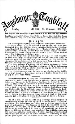 Augsburger Tagblatt Samstag 14. September 1878
