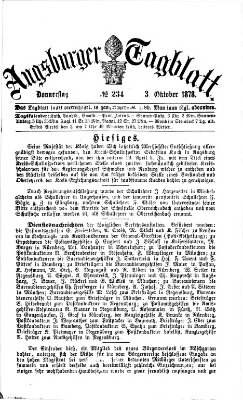 Augsburger Tagblatt Donnerstag 3. Oktober 1878
