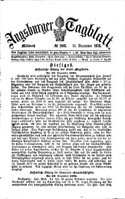 Augsburger Tagblatt Mittwoch 11. Dezember 1878