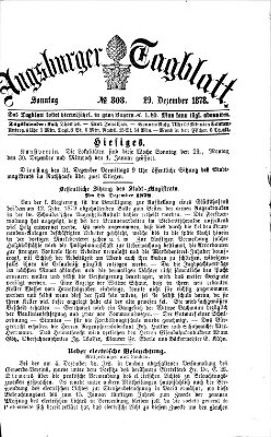 Augsburger Tagblatt Sonntag 29. Dezember 1878