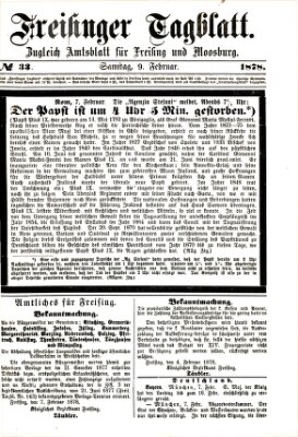 Freisinger Tagblatt (Freisinger Wochenblatt) Samstag 9. Februar 1878