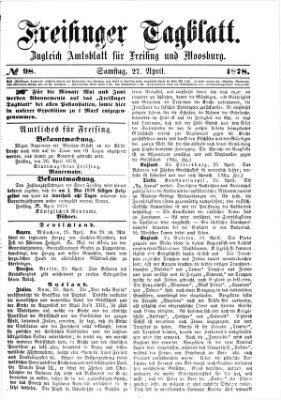 Freisinger Tagblatt (Freisinger Wochenblatt) Samstag 27. April 1878