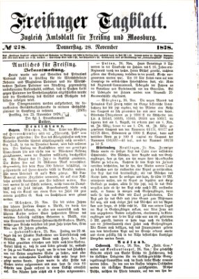 Freisinger Tagblatt (Freisinger Wochenblatt) Donnerstag 28. November 1878