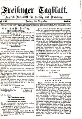 Freisinger Tagblatt (Freisinger Wochenblatt) Freitag 20. Dezember 1878