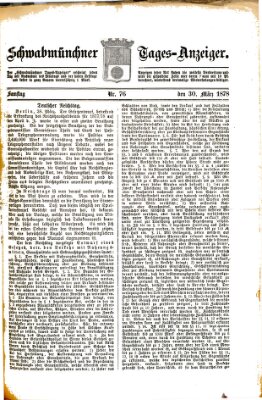 Schwabmünchner Tages-Anzeiger Samstag 30. März 1878