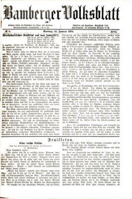 Bamberger Volksblatt Montag 14. Januar 1878