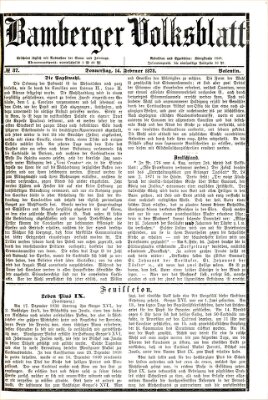 Bamberger Volksblatt Donnerstag 14. Februar 1878