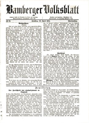 Bamberger Volksblatt Samstag 20. April 1878