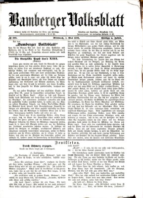 Bamberger Volksblatt Mittwoch 1. Mai 1878