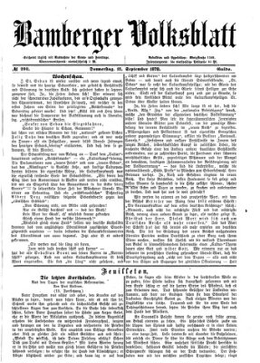Bamberger Volksblatt Donnerstag 12. September 1878